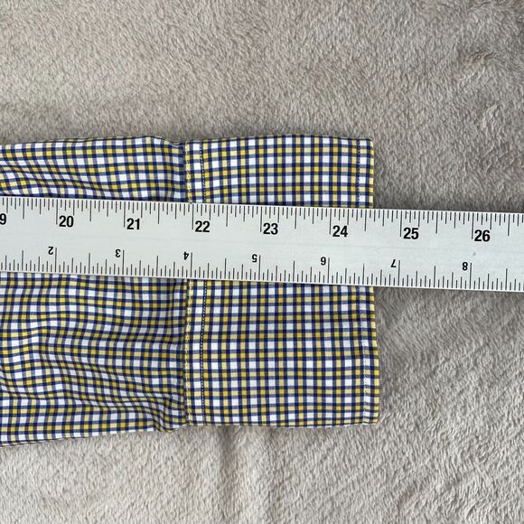 Sid Mashburn Shirt Men Large Yellow Blue Check Long Sleeve Designer Button Down - Picture 12 of 14